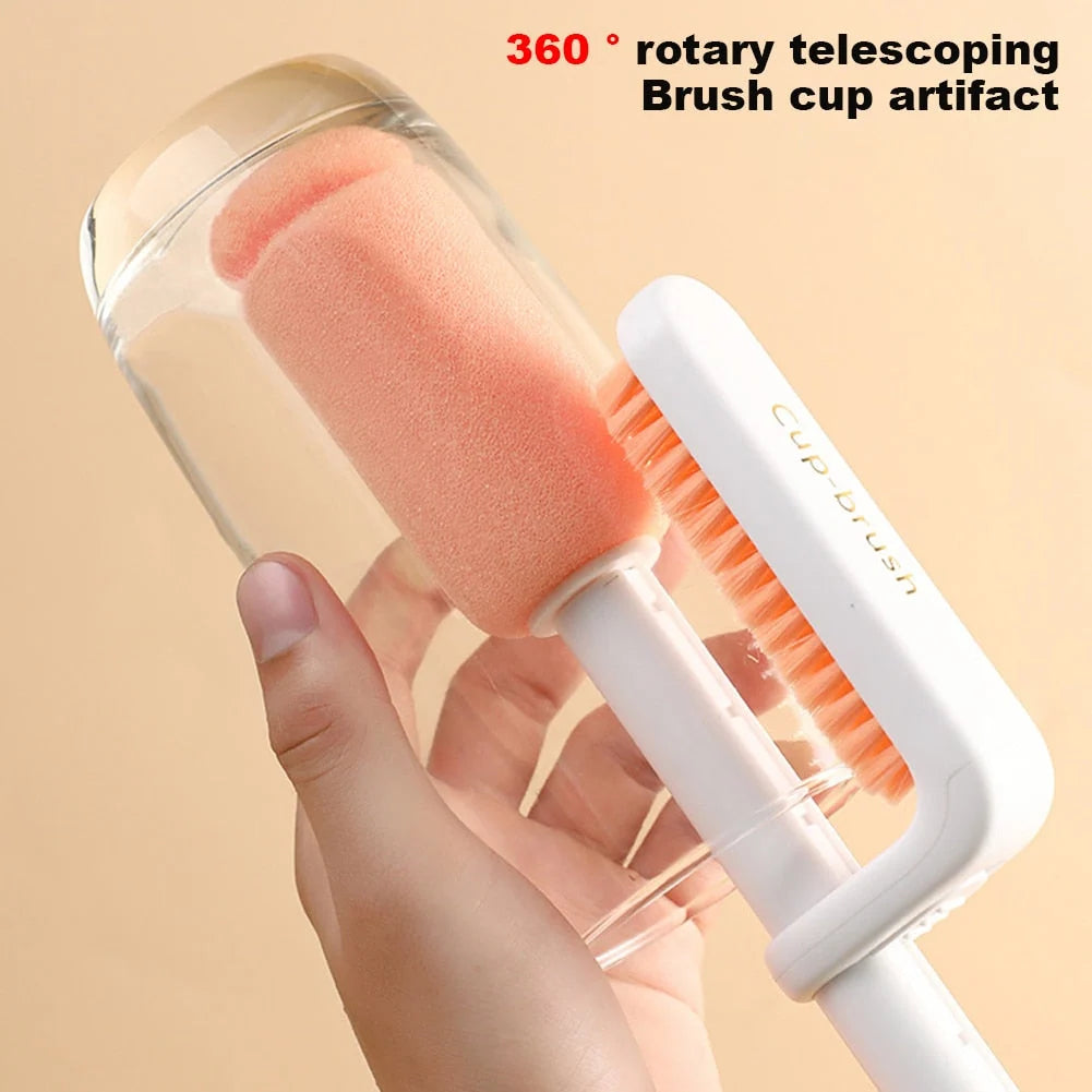 Bottle Cleaning Brush Long Handle 360-Degree Reach Dishwasher-Safe