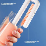 Bottle Cleaning Brush Long Handle 360-Degree Reach Dishwasher-Safe