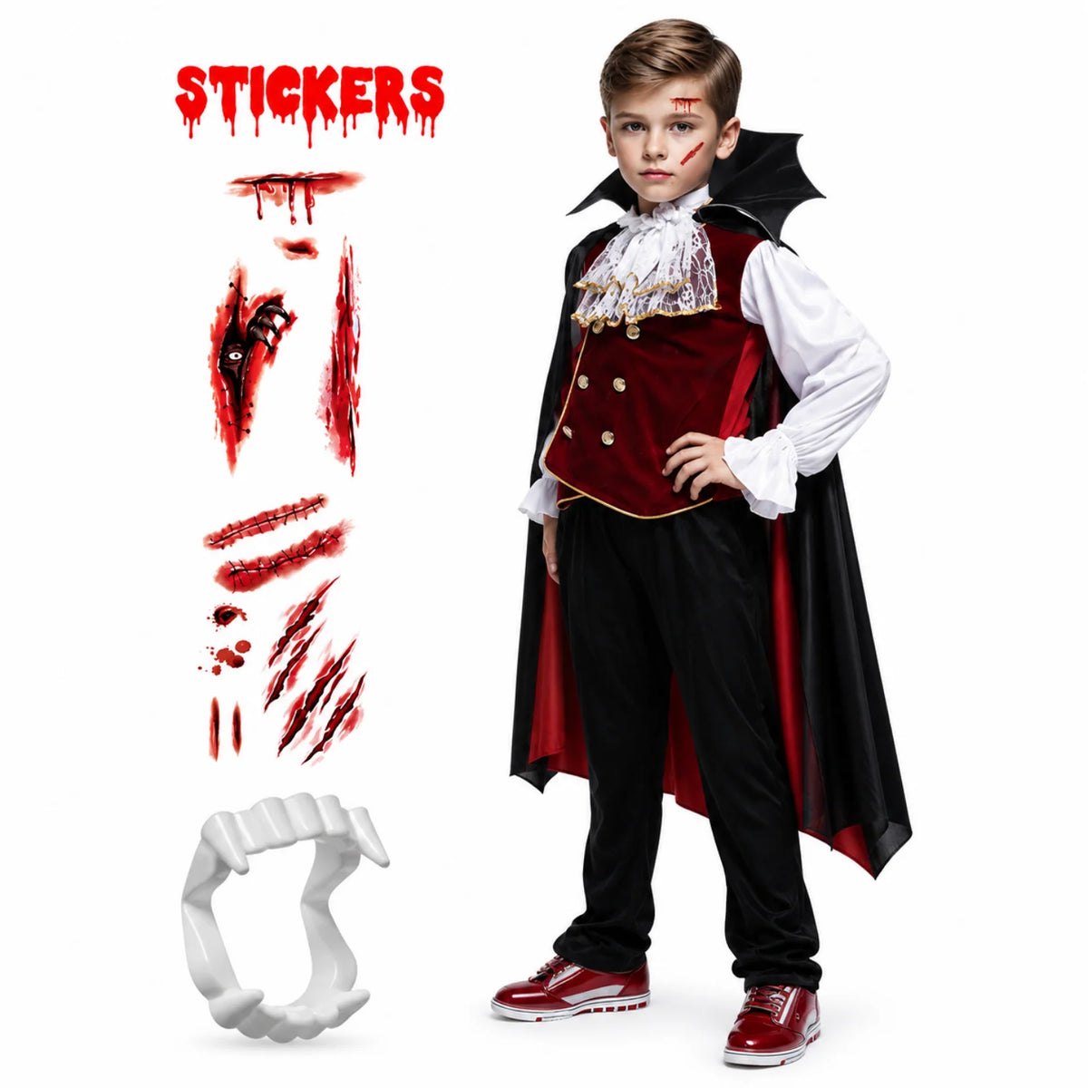 Boys' Vampire Costume Complete Set With Accessories