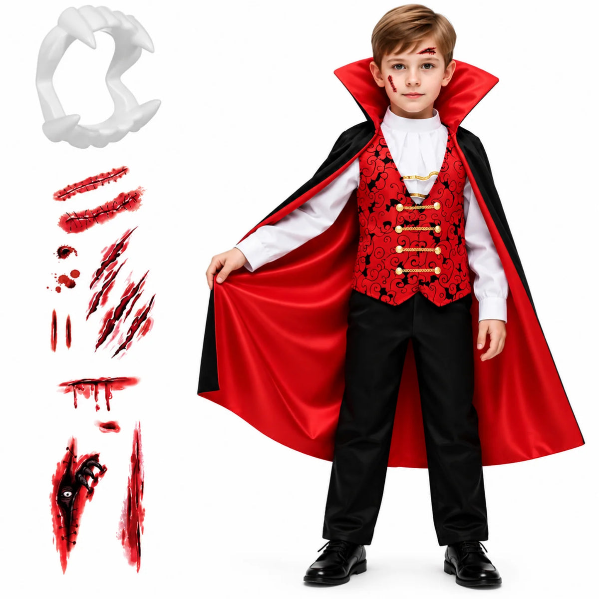 Boys' Vampire Costume Complete Set With Accessories