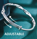 Bracelet 925 Sterling Silver Twisted Geometric Adjustable