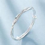 Bracelet 925 Sterling Silver Twisted Geometric Adjustable