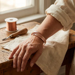 Bracelet Copper Hand-Engraved Feather Design