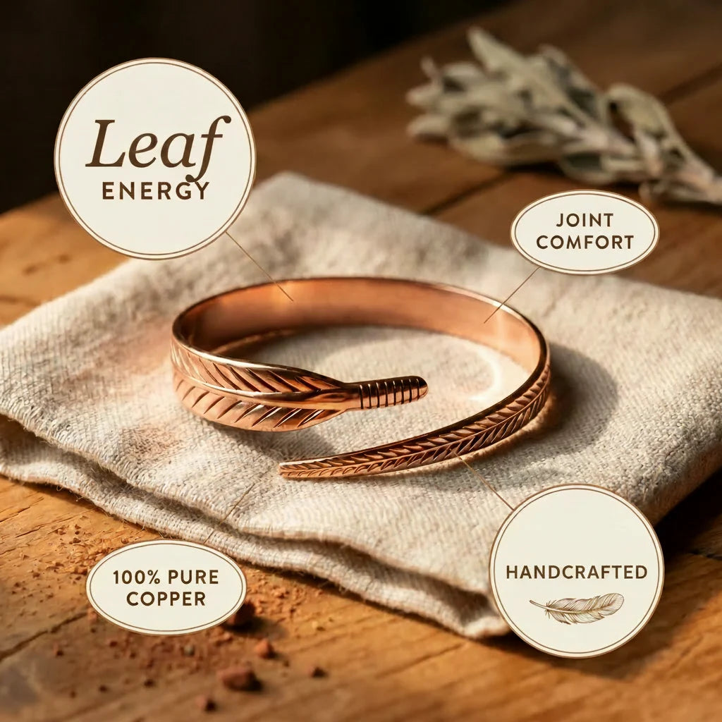 Bracelet Copper Hand-Engraved Feather Design