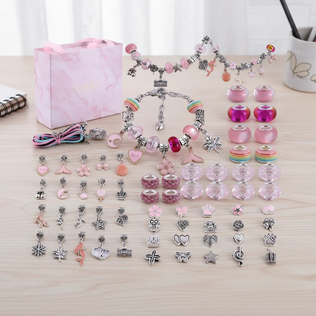 Bracelet Making Kit Adjustable Glass Beads & Charms