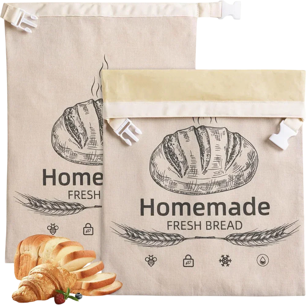 Bread Bag Beeswax-Lined Organic Linen Freezer-Safe