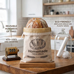 Bread Bag Beeswax-Lined Organic Linen Freezer-Safe