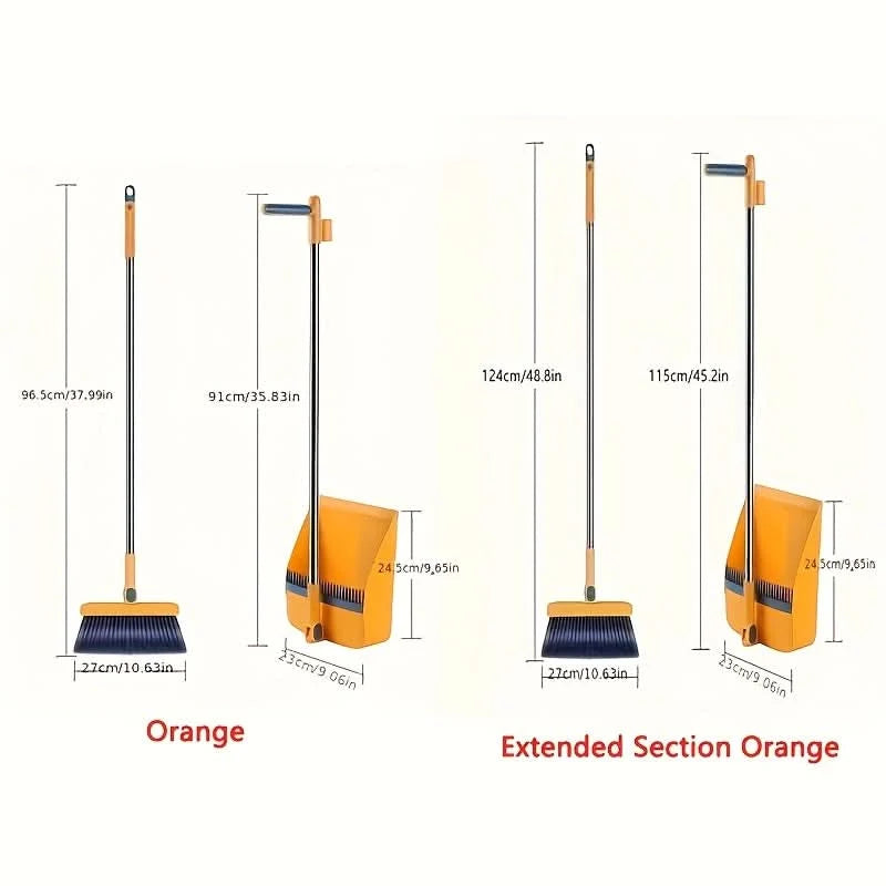 Broom and Dustpan Set Long Handle Upright Storage