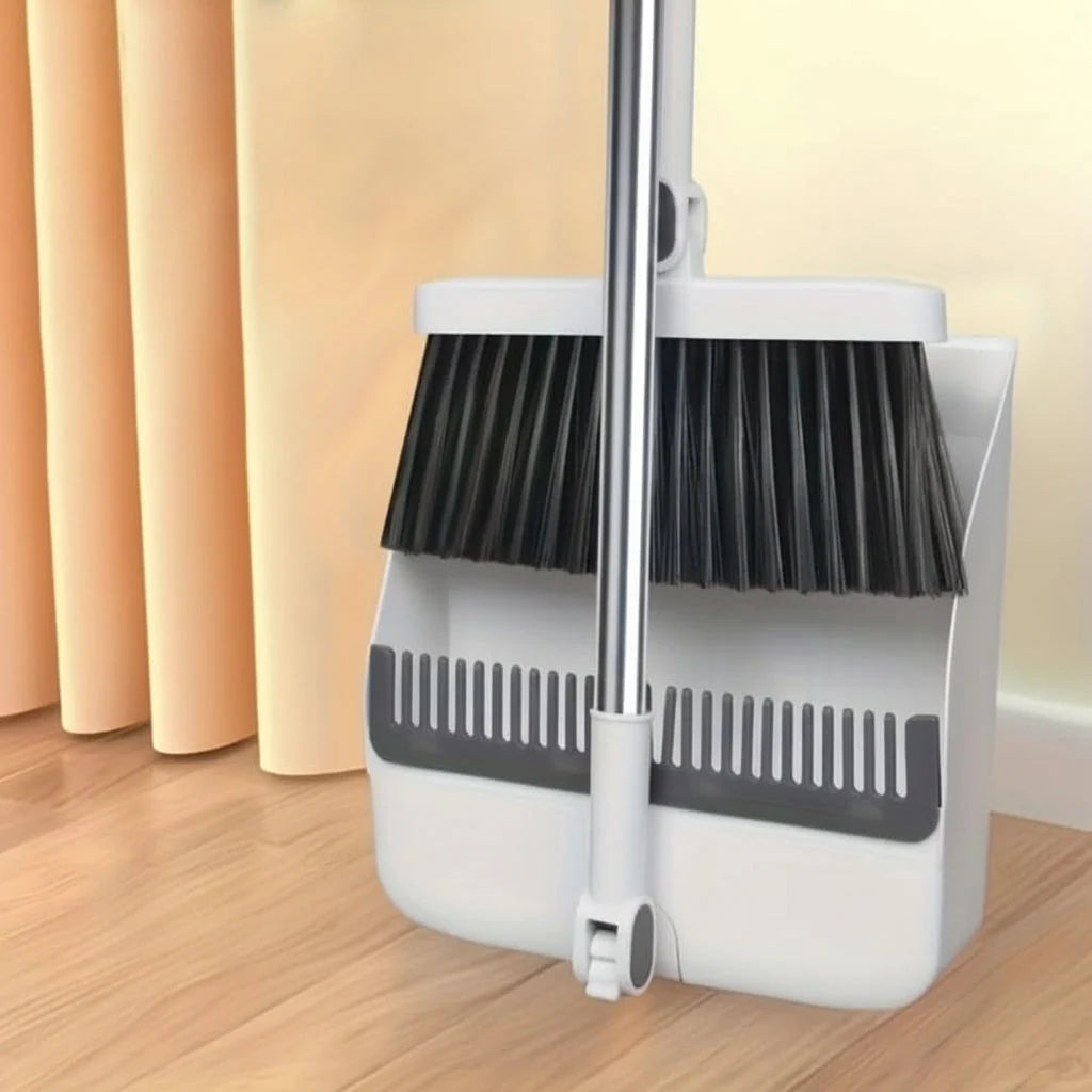 Broom and Dustpan Set Long Handle Upright Storage