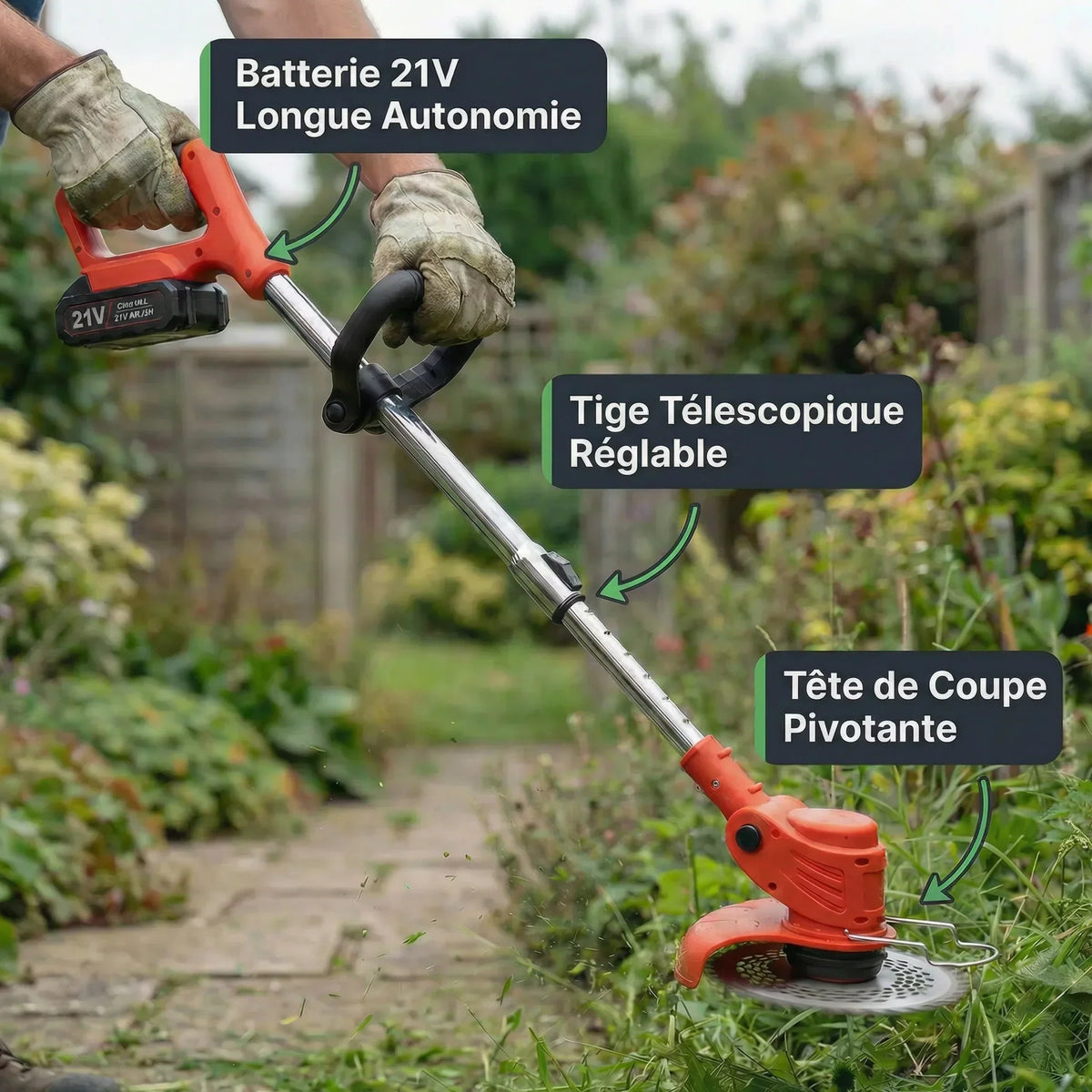 Brush Cutter Cordless Ergonomic Handle Wear-Resistant Blade