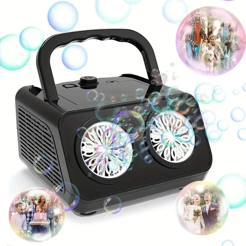 Bubble Machine Multi-Hole LED Rechargeable Cordless Portable