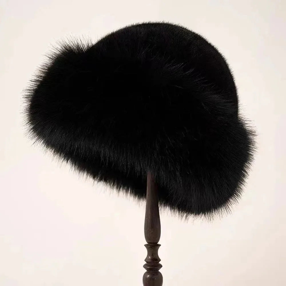 Bucket Hat Faux Fur Warm Stretch Fit