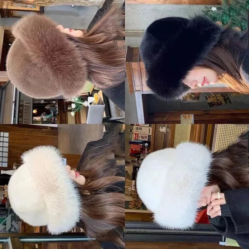 Bucket Hat Faux Fur Warm Stretch Fit