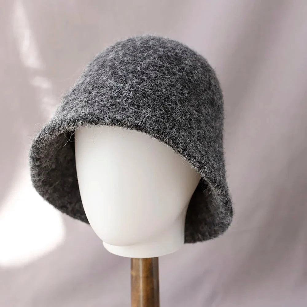 Bucket Hat Wool Foldable Breathable Warmth