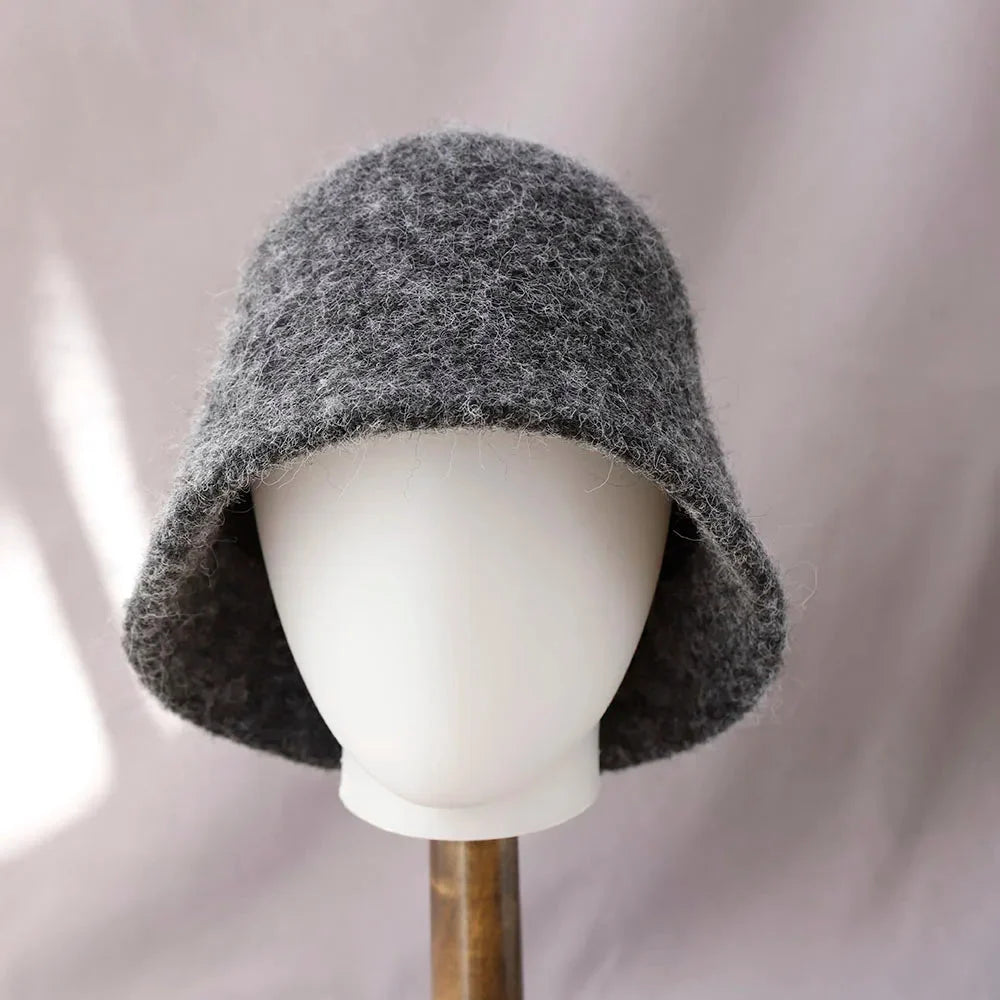 Bucket Hat Wool Foldable Breathable Warmth