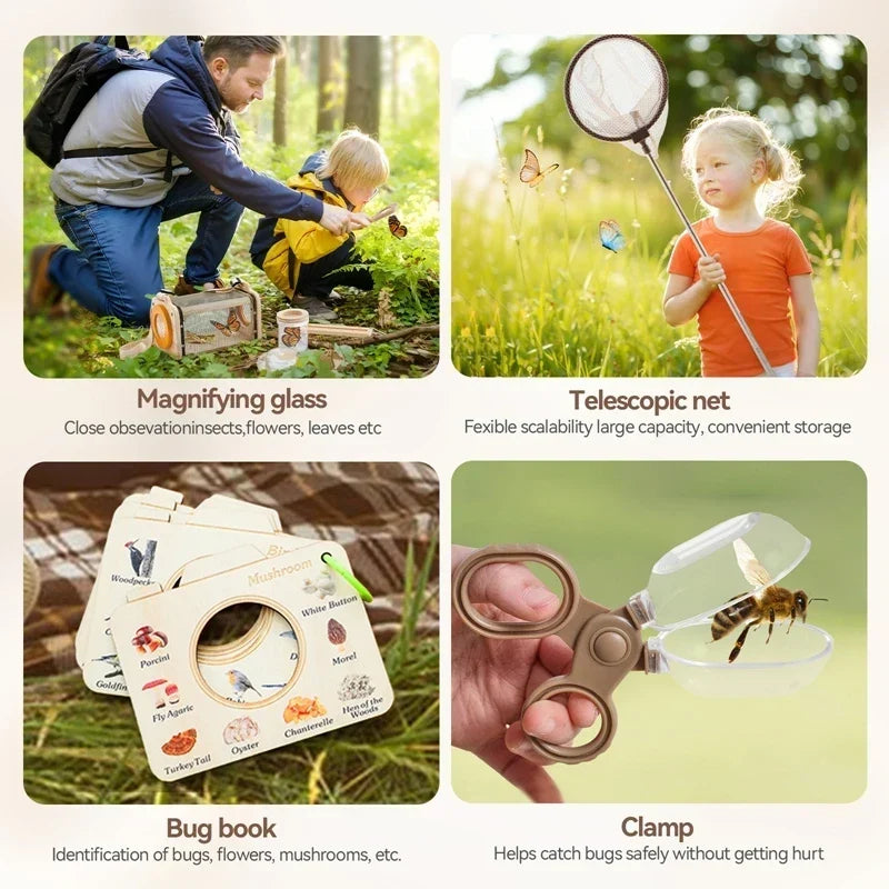 Bug Observation Kit Wooden Magnifier Set