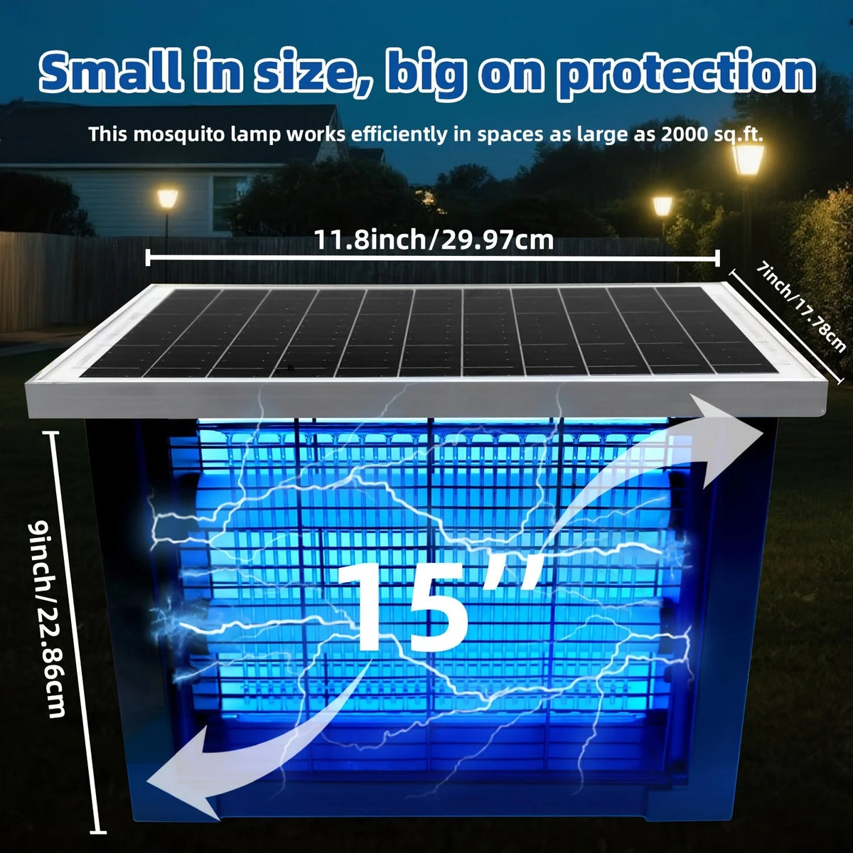 Bug Zapper Solar-Powered UV 2,000 Sq Ft Coverage