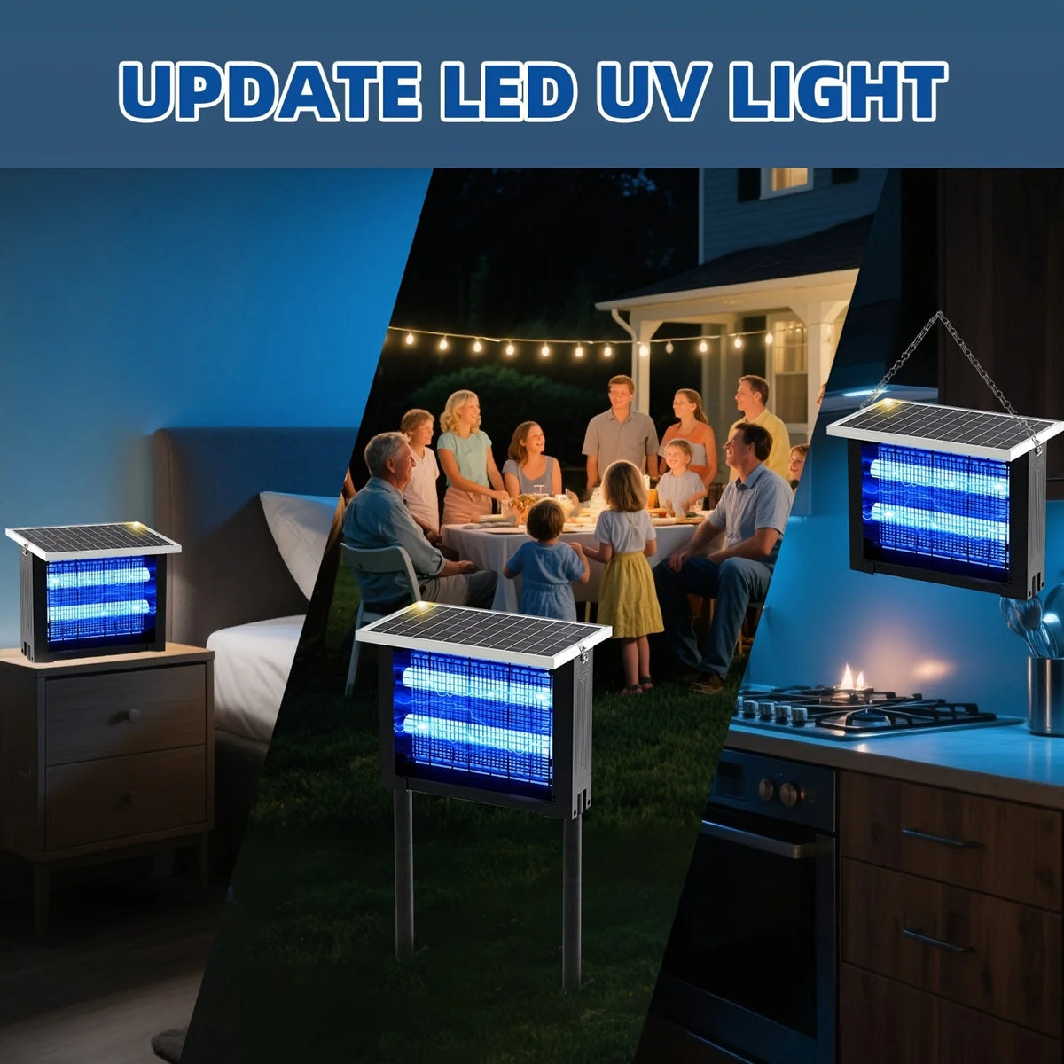 Bug Zapper Solar-Powered UV 2,000 Sq Ft Coverage