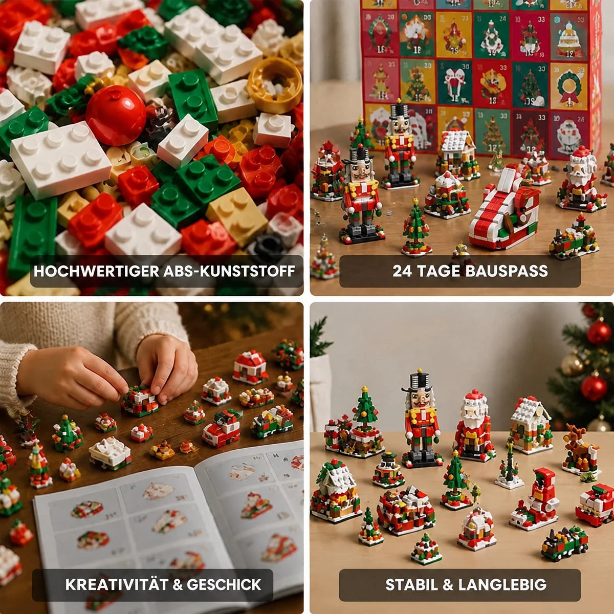 Building Block Advent Calendar 24-Day Christmas Countdown Sets of 24