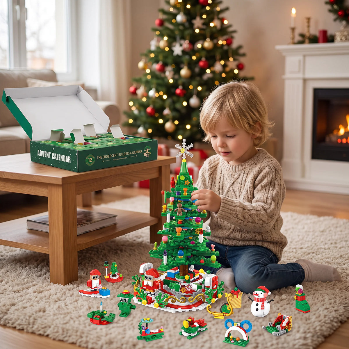 Building Block Advent Calendar 24-Day Christmas Tree Scene