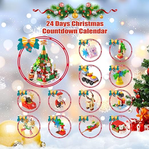 Building Block Advent Calendar 24-Day Christmas Village Theme