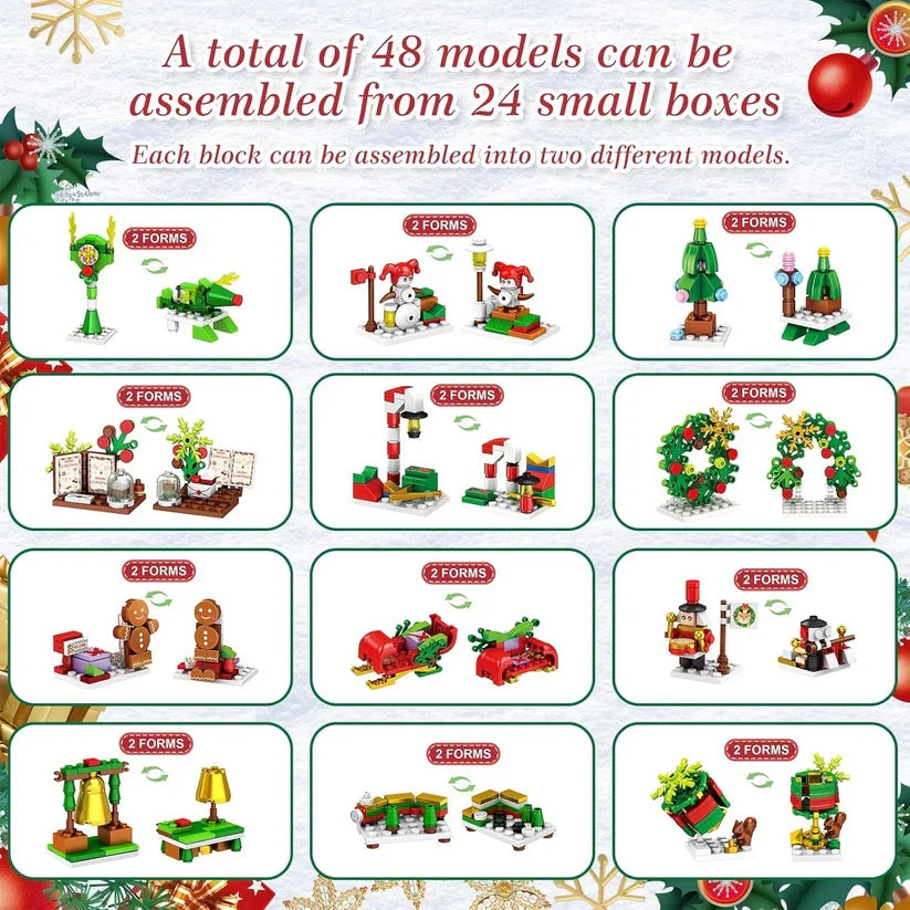 Building Block Advent Calendar 24-Day Christmas Village Theme