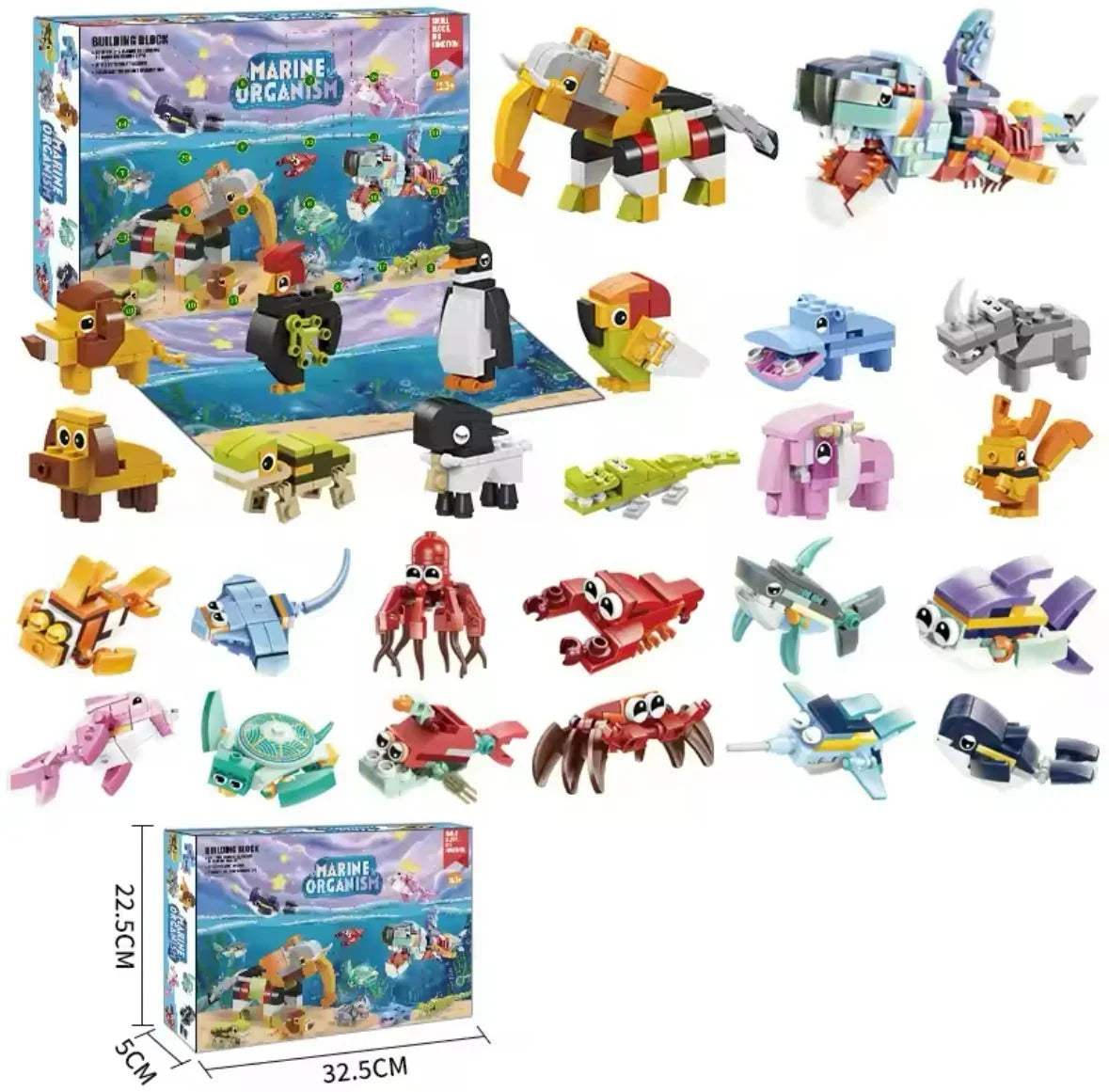 Building Block Advent Calendar 24 Mini Models Four Themes