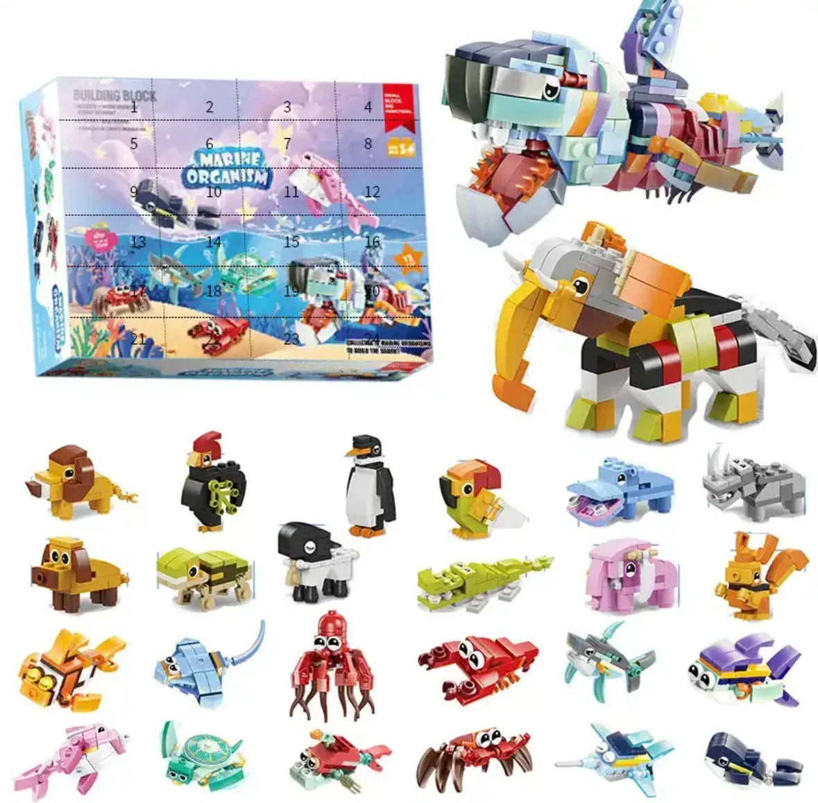 Building Block Advent Calendar 24 Mini Models Four Themes