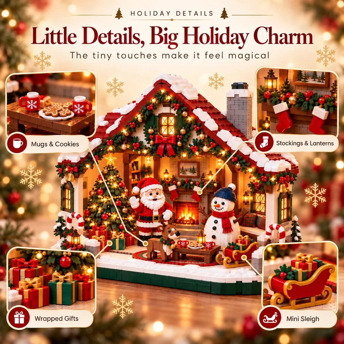 Building Block Set Christmas House Open-Front With Figures