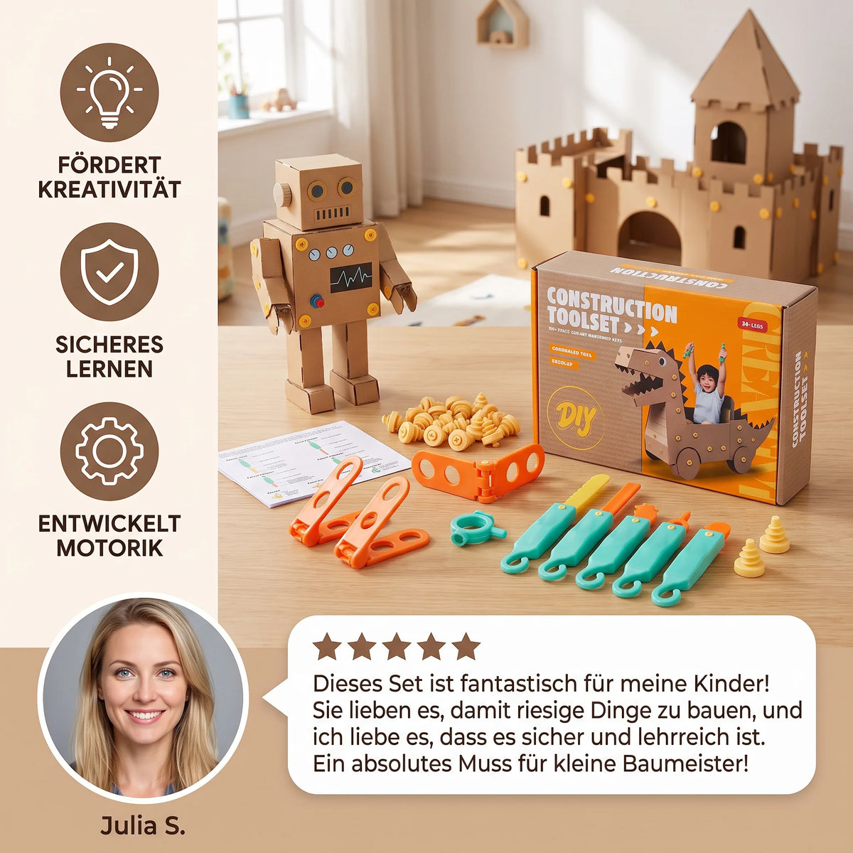 Building Set Cardboard 100 Pieces Tool Kit Included