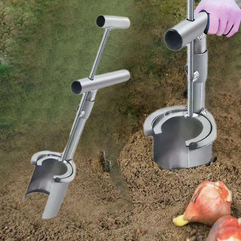Bulb Planter 5-in-1 Galvanized Steel Ergonomic T-Handle