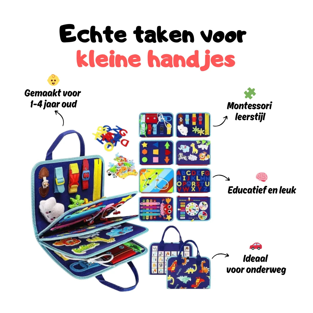 Busy Book Felt Fabric 8 Interactive Pages Montessori Life Skills Activities