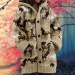 Button-Up Hoodie Thick Cozy Fabric Artistic Animal Print Deep Pockets