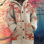 Button-Up Hoodie Thick Cozy Fabric Artistic Animal Print Deep Pockets