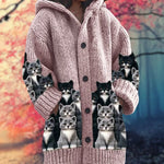 Button-Up Hoodie Thick Cozy Fabric Artistic Animal Print Deep Pockets