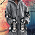 Button-Up Hoodie Thick Cozy Fabric Artistic Animal Print Deep Pockets