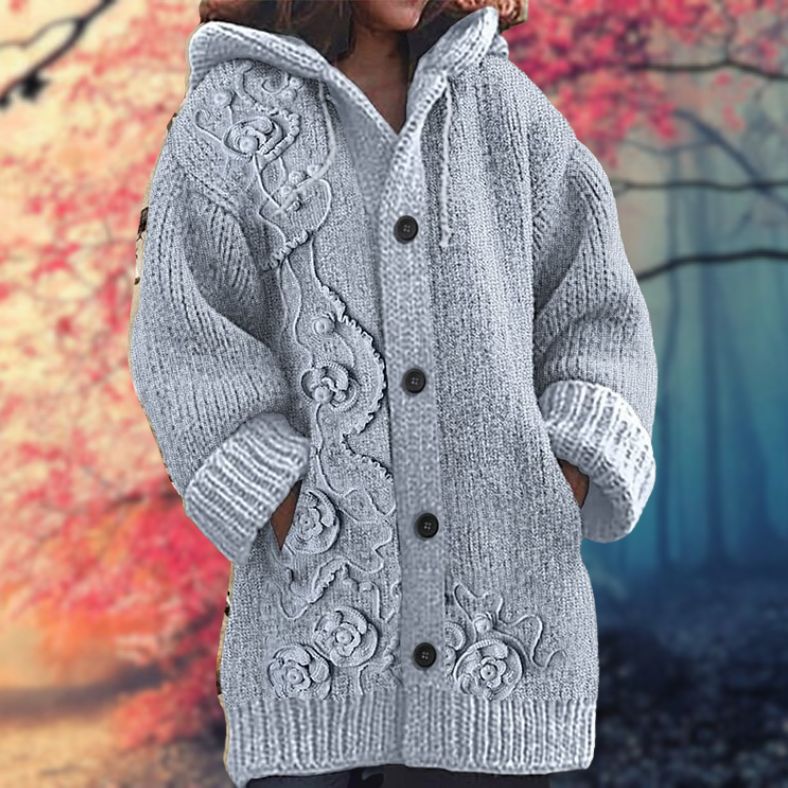 Button-Up Hoodie Thick Cozy Fabric Artistic Animal Print Deep Pockets