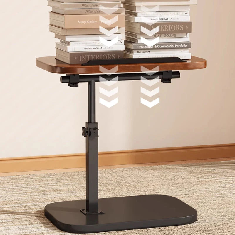 C-Shaped Side Table Adjustable Height 360 Degree Rotation Wheels