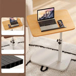 C-Shaped Side Table Adjustable Height 360 Degree Rotation Wheels