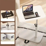C-Shaped Side Table Adjustable Height 360 Degree Rotation Wheels