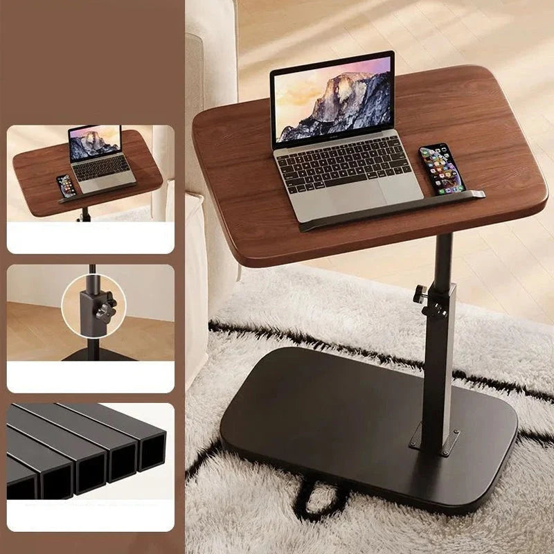 C-Shaped Side Table Adjustable Height & Wheels