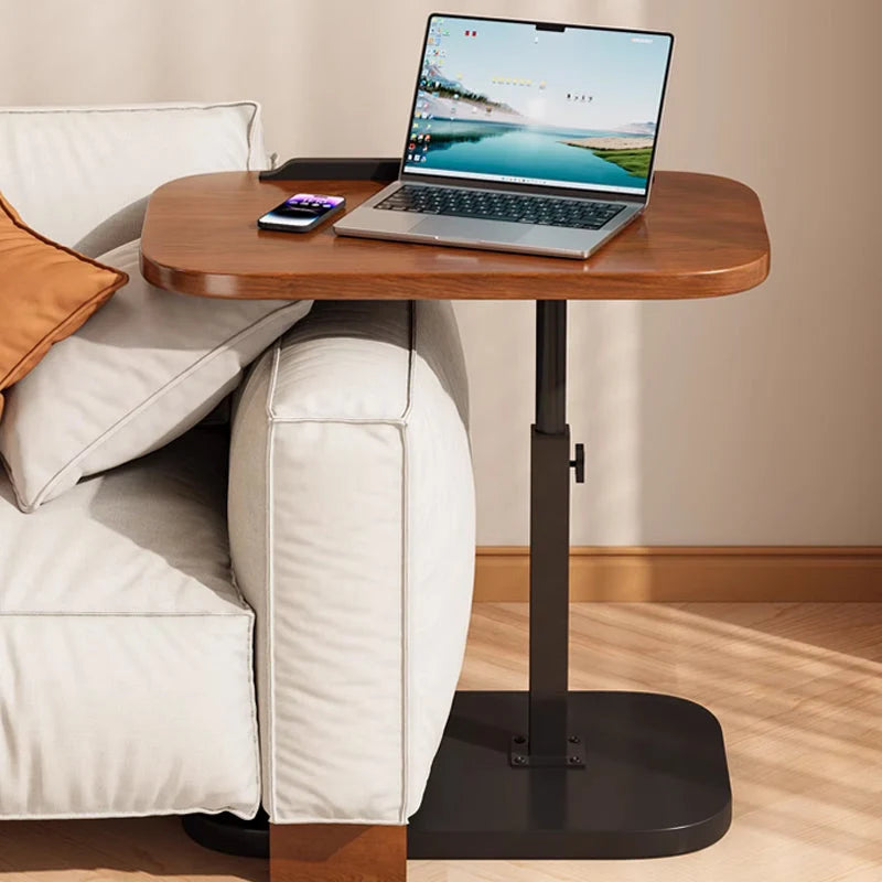 C-Shaped Side Table Adjustable Height & Wheels