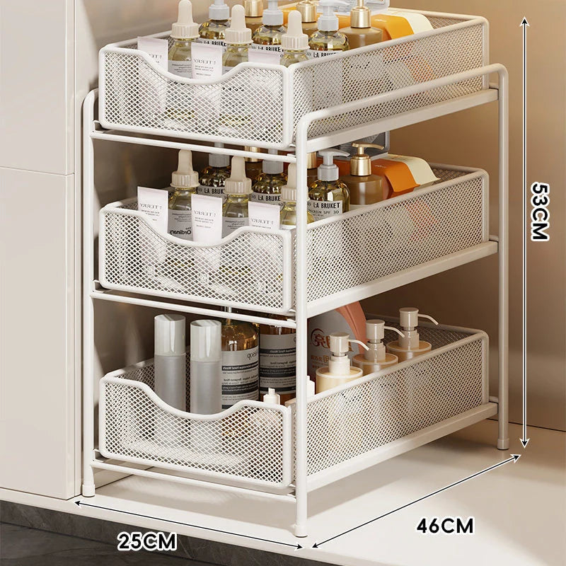 Cabinet Organizer Pull-Out Mesh Drawers Powder-Coated Steel