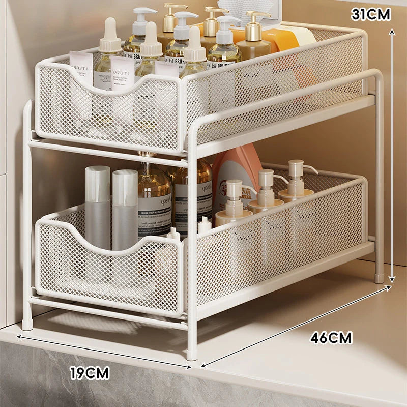 Cabinet Organizer Pull-Out Mesh Drawers Powder-Coated Steel