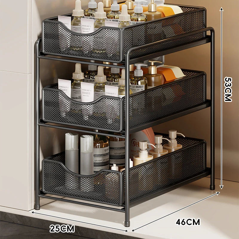 Cabinet Organizer Pull-Out Mesh Drawers Powder-Coated Steel