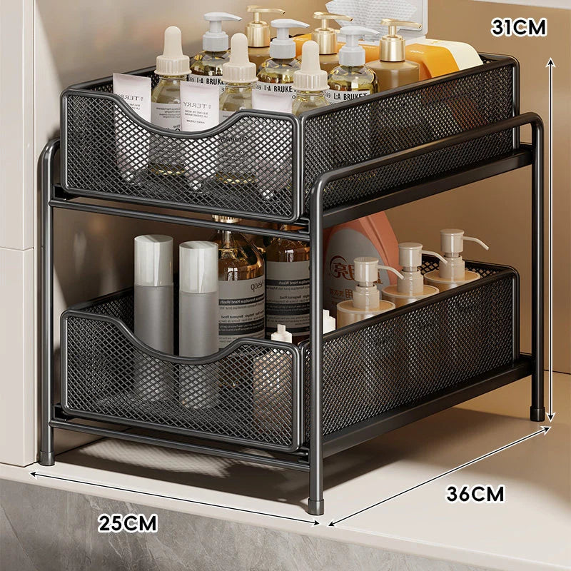 Cabinet Organizer Pull-Out Mesh Drawers Powder-Coated Steel