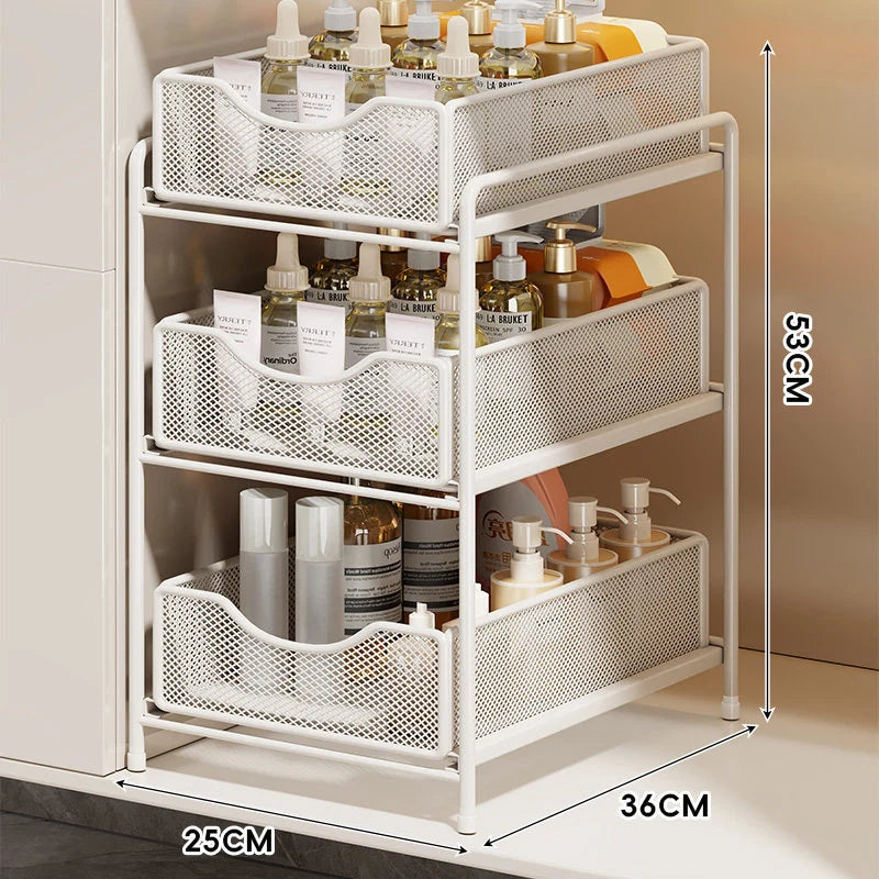 Cabinet Organizer Pull-Out Mesh Drawers Powder-Coated Steel