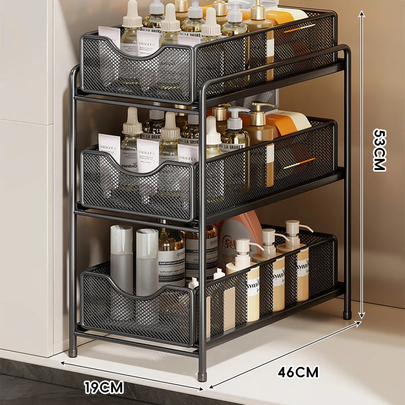 Cabinet Organizer Pull-Out Mesh Drawers Powder-Coated Steel