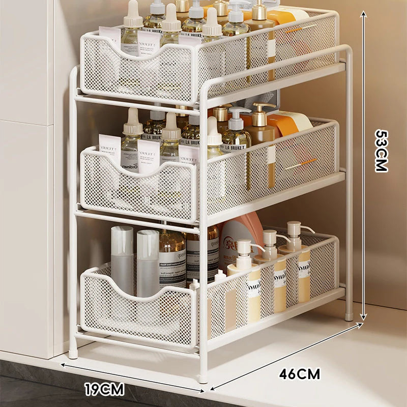 Cabinet Organizer Pull-Out Mesh Drawers Powder-Coated Steel