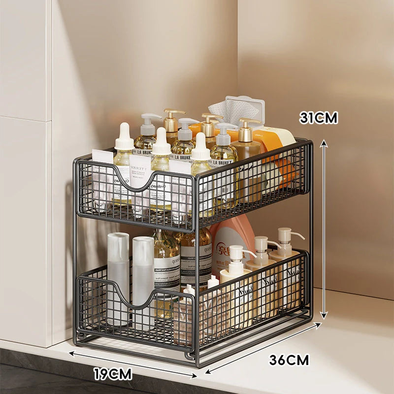 Cabinet Organizer Pull-Out Mesh Drawers Powder-Coated Steel